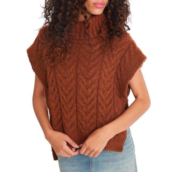 525 AMERICA Sweaters - NEW 525 AMERICA blake high-low cable knit vest in burnt ginger